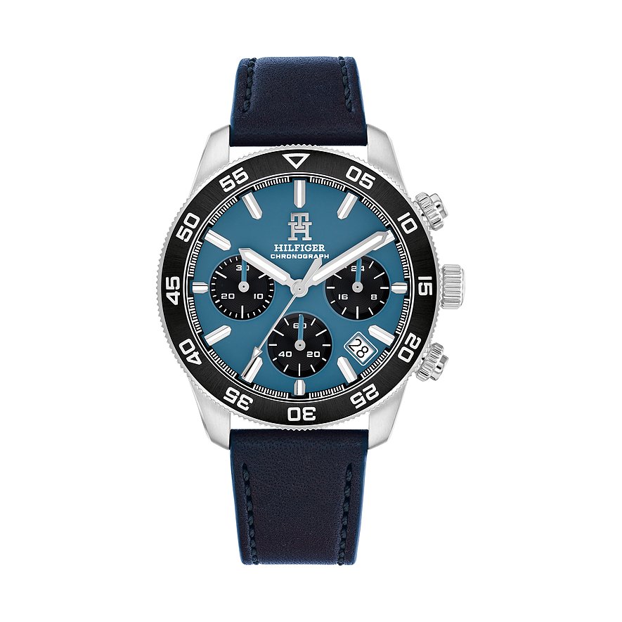 Tommy Hilfiger Herrenuhr TH85 1792187, Herren, Edelstahl, Armband: Leder, Quarz, analog