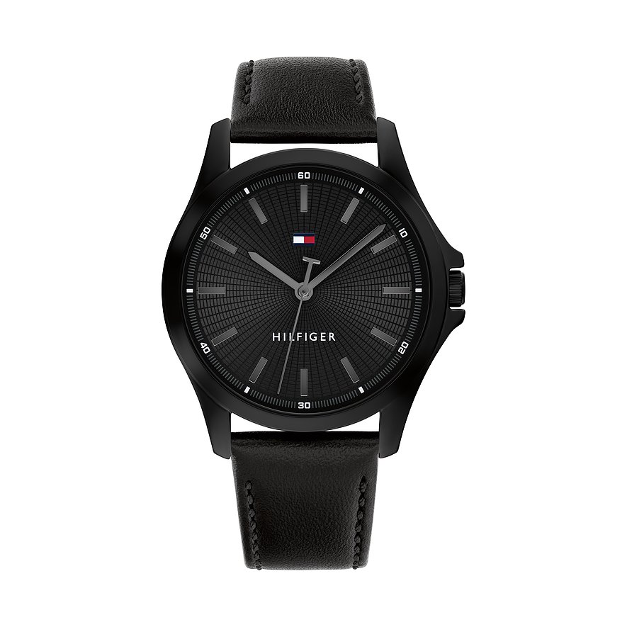 Tommy Hilfiger Herrenuhr BRUCE 1792190, Herren, Edelstahl, Armband: Leder, Quarz, analog