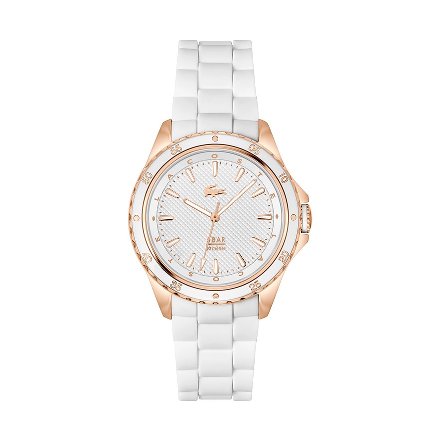 Lacoste Damenuhr SANTORINI 2001428, Damen, Edelstahl, Armband: Silikon, Quarz, analog