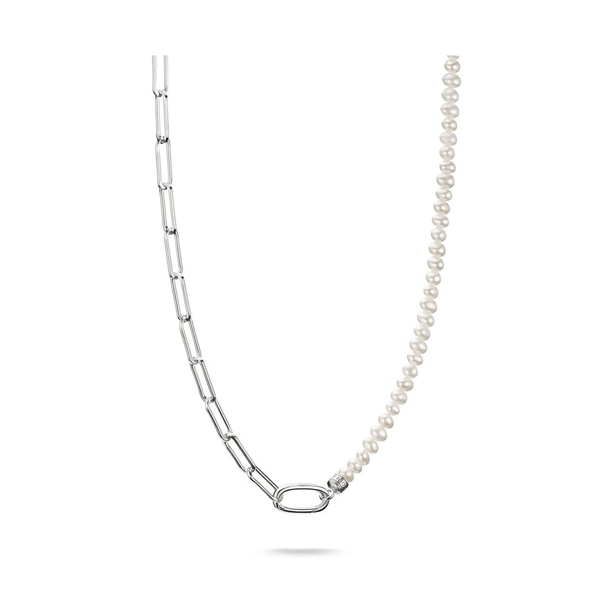 Thomas Sabo Kette Carrier, Süßwasserperle, Damen, 925er Silber, weiß