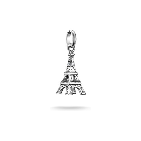 Charm pendente Torre Eiffel Thomas Sabo in argento 925 riciclato con zirconi, vista dall'alto.