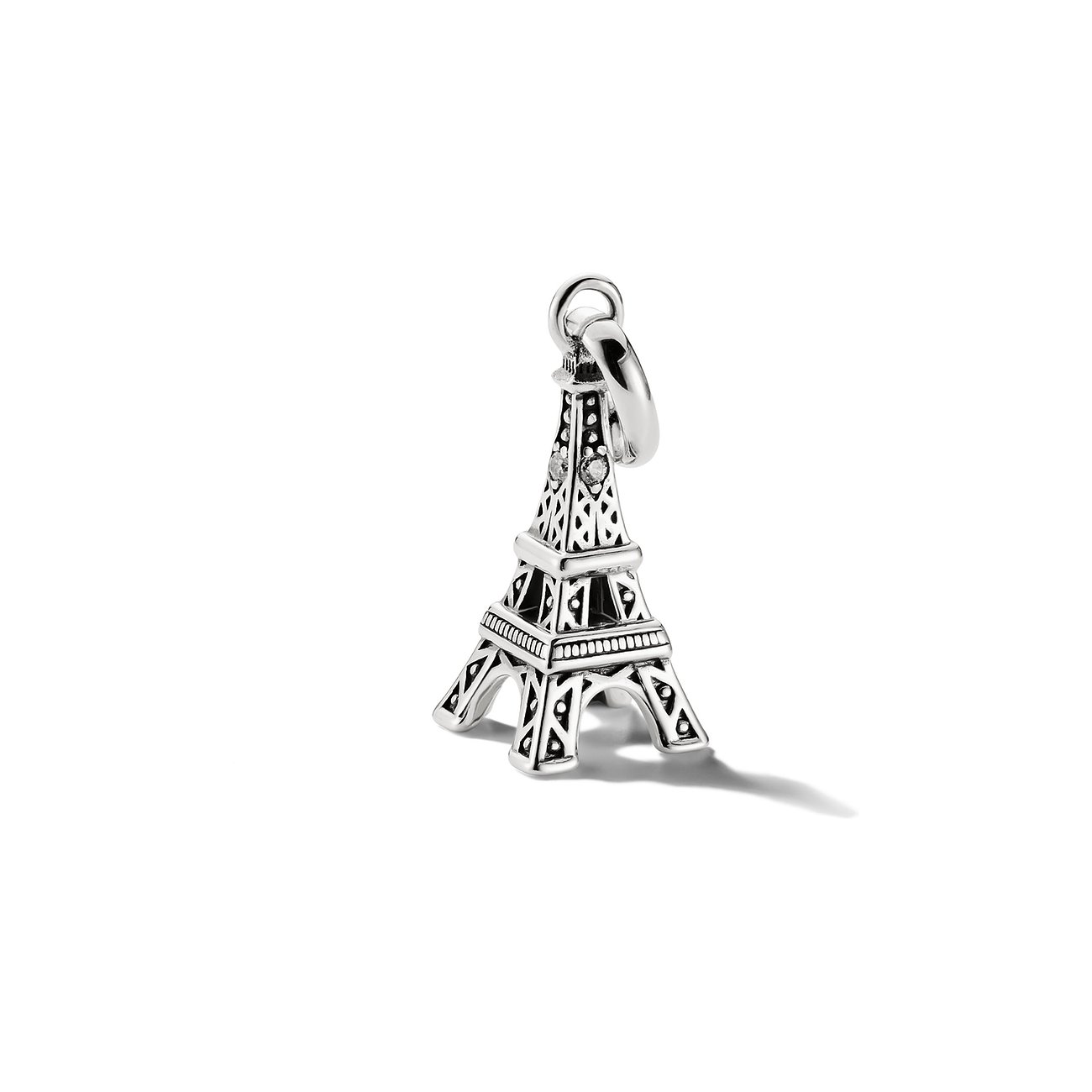 Thomas Sabo Charm-vedhæng, Eiffeltårnet, i genanvendt sølv med zirkonia. Elegant og detaljeret.