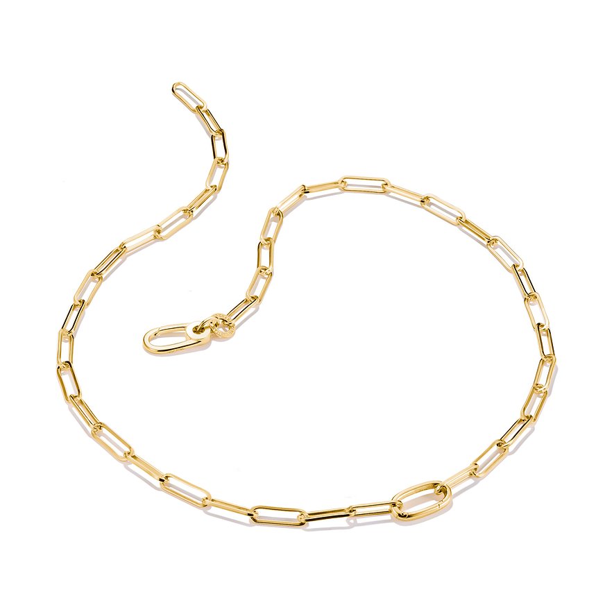 Thomas Sabo halskæde i guldfarvet 925 sølv. En lang, kraftig ankerkæde med karabinhagelås.