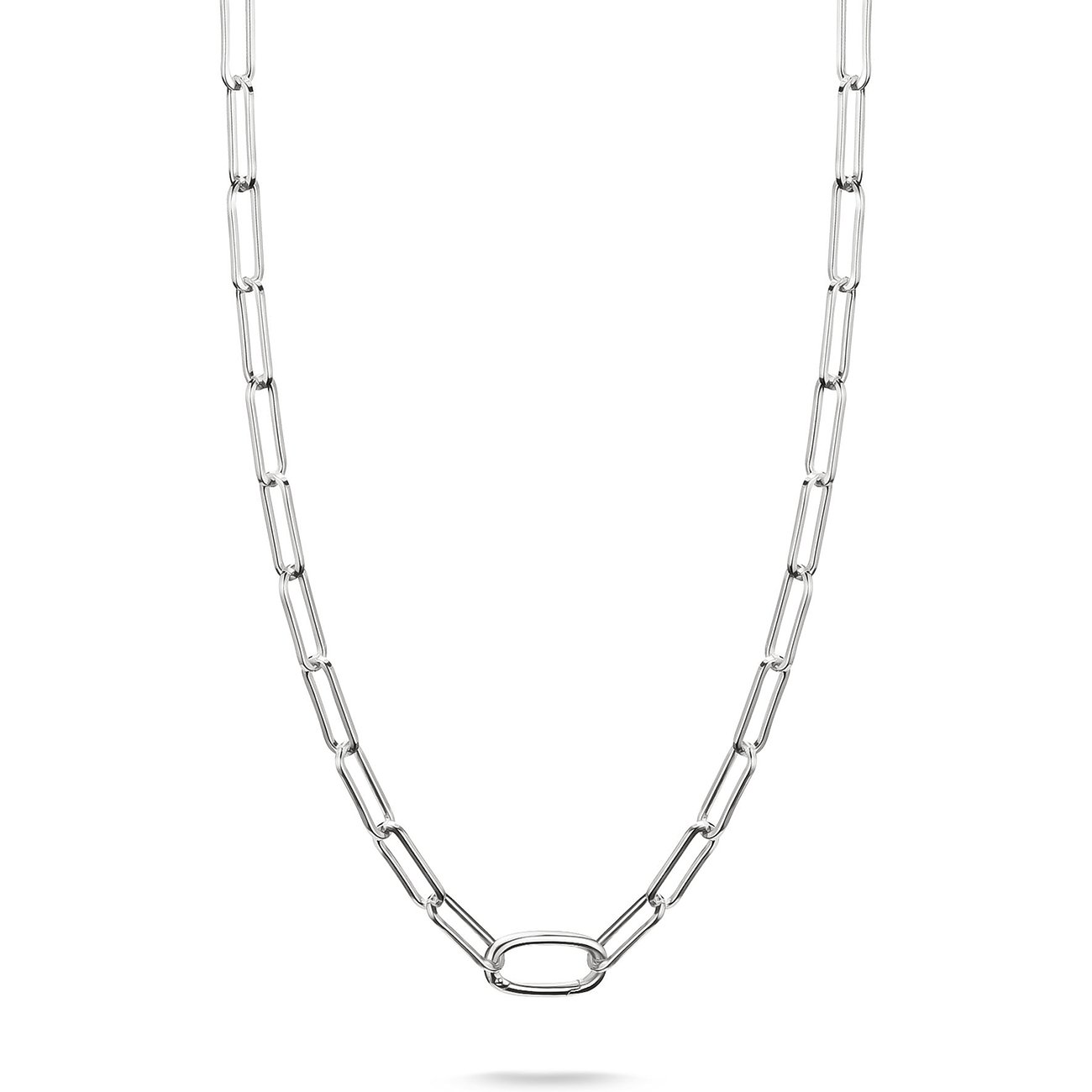 Collier Thomas Sabo en argent 925 poli avec maillons allongés et un maillon ovale central.