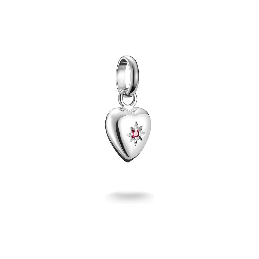 Thomas Sabo Charm Charm Club, Korund, synthetisch, Damen, 925er Silber, rot