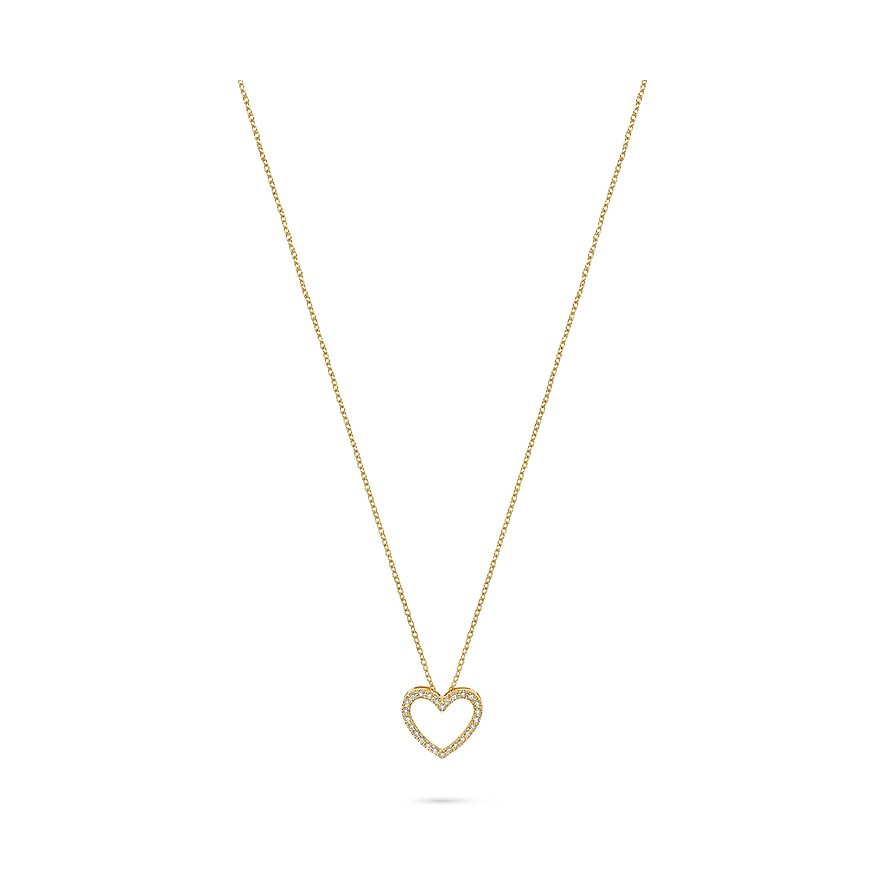 CHRIST Halsschmuck aus Gelbgold 585 mit herzförmigem Anhänger, besetzt mit funkelnden Diamanten.