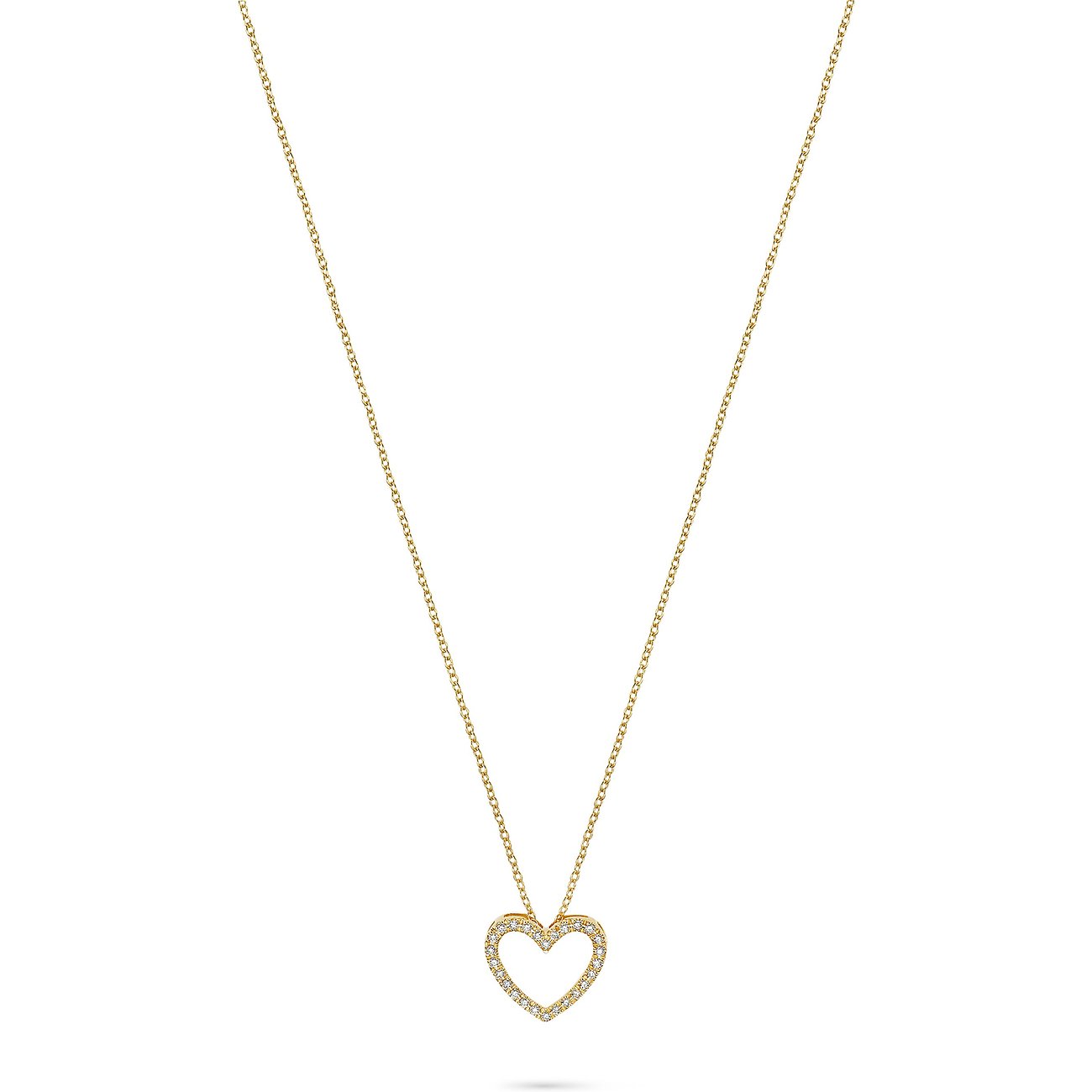 CHRIST Halsschmuck aus Gelbgold 585 mit herzförmigem Anhänger, besetzt mit funkelnden Diamanten.