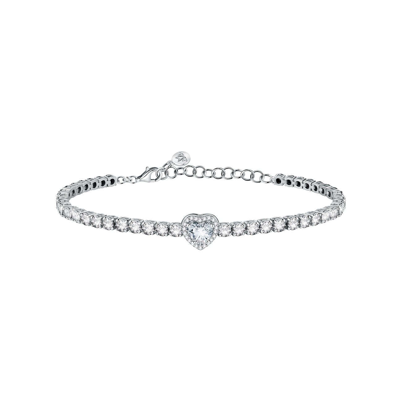 Un bracelet Morellato en argent recyclé, avec un cœur central orné de zircone cubique.