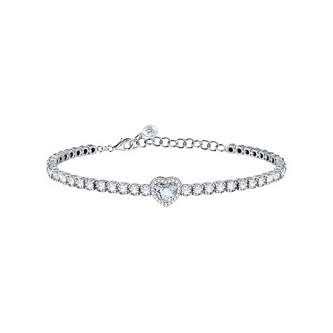 Ein Morellato Armschmuck aus recyceltem Silber mit einer zentralen Herzform, besetzt mit Zirkonia.
