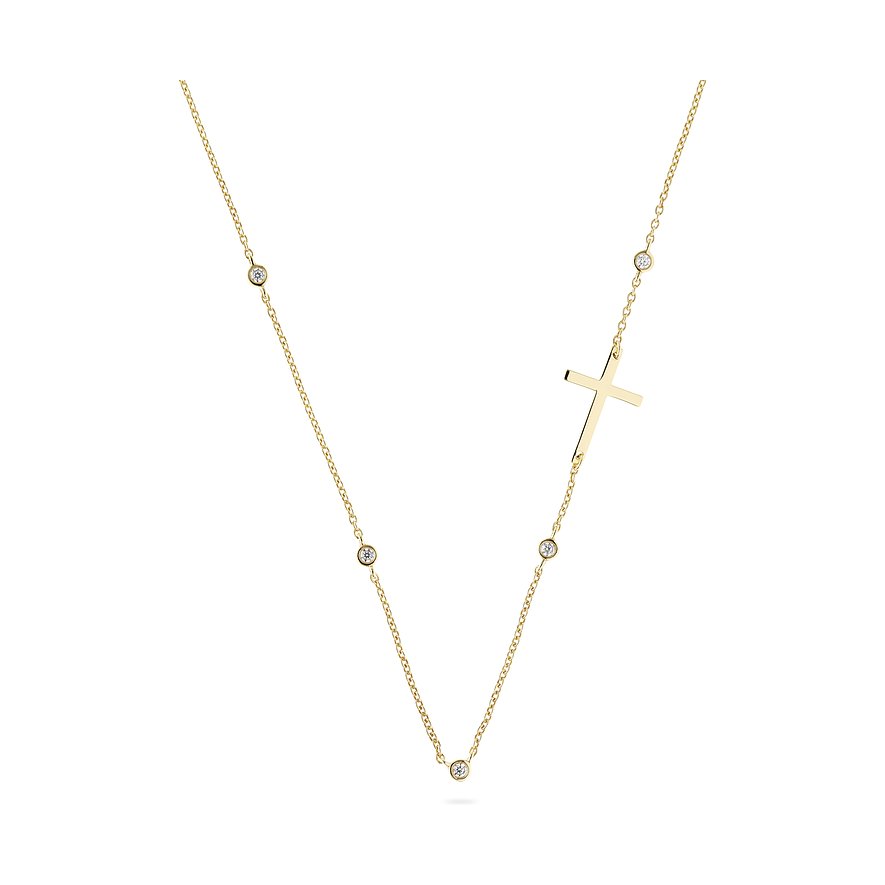 CHRIST Kette, Zirkonia, synthetisch, Damen, 925er Silber, recycelt, gold