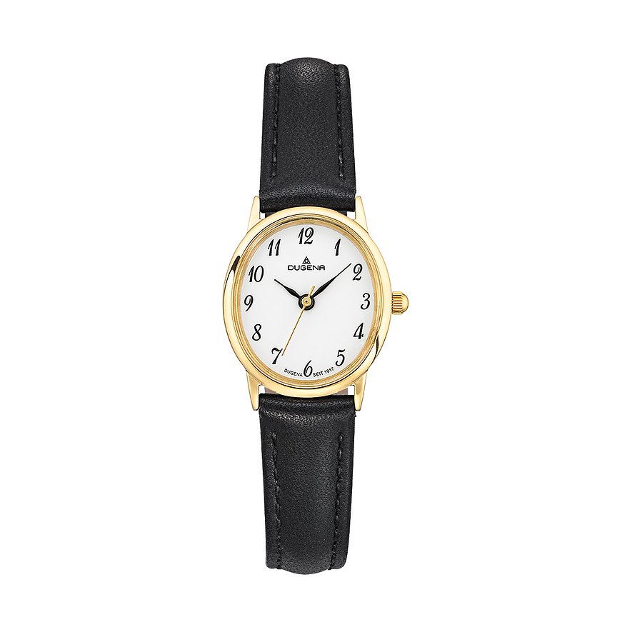 Dugena Damenuhr Vintage 4460783-1, Damen, Edelstahl, Armband: Leder, Quarz, analog