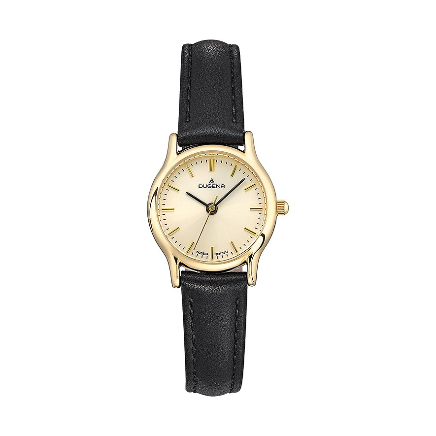 Dugena Damenuhr Vintage 1626331-1, Damen, Edelstahl, Armband: Leder, Quarz, analog