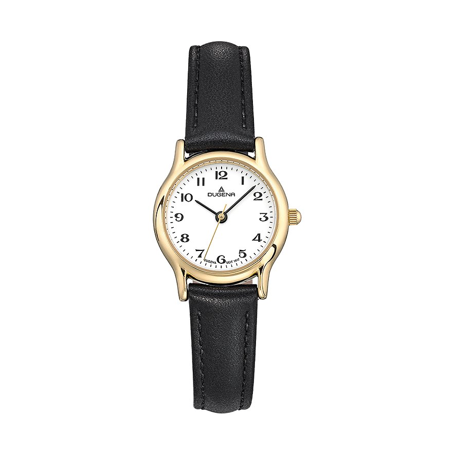 Dugena Damenuhr Vintage 1626311-1, Damen, Edelstahl, Armband: Leder, Quarz, analog