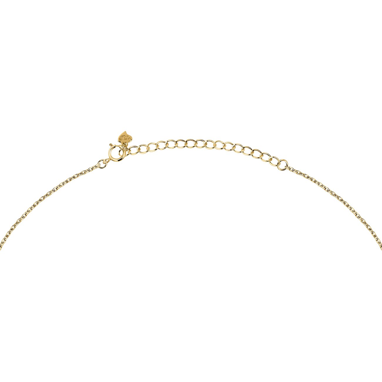Delicata collana in argento dorato La Petite Story con chiusura ad anello a molla ed elementi allungabili sul retro.