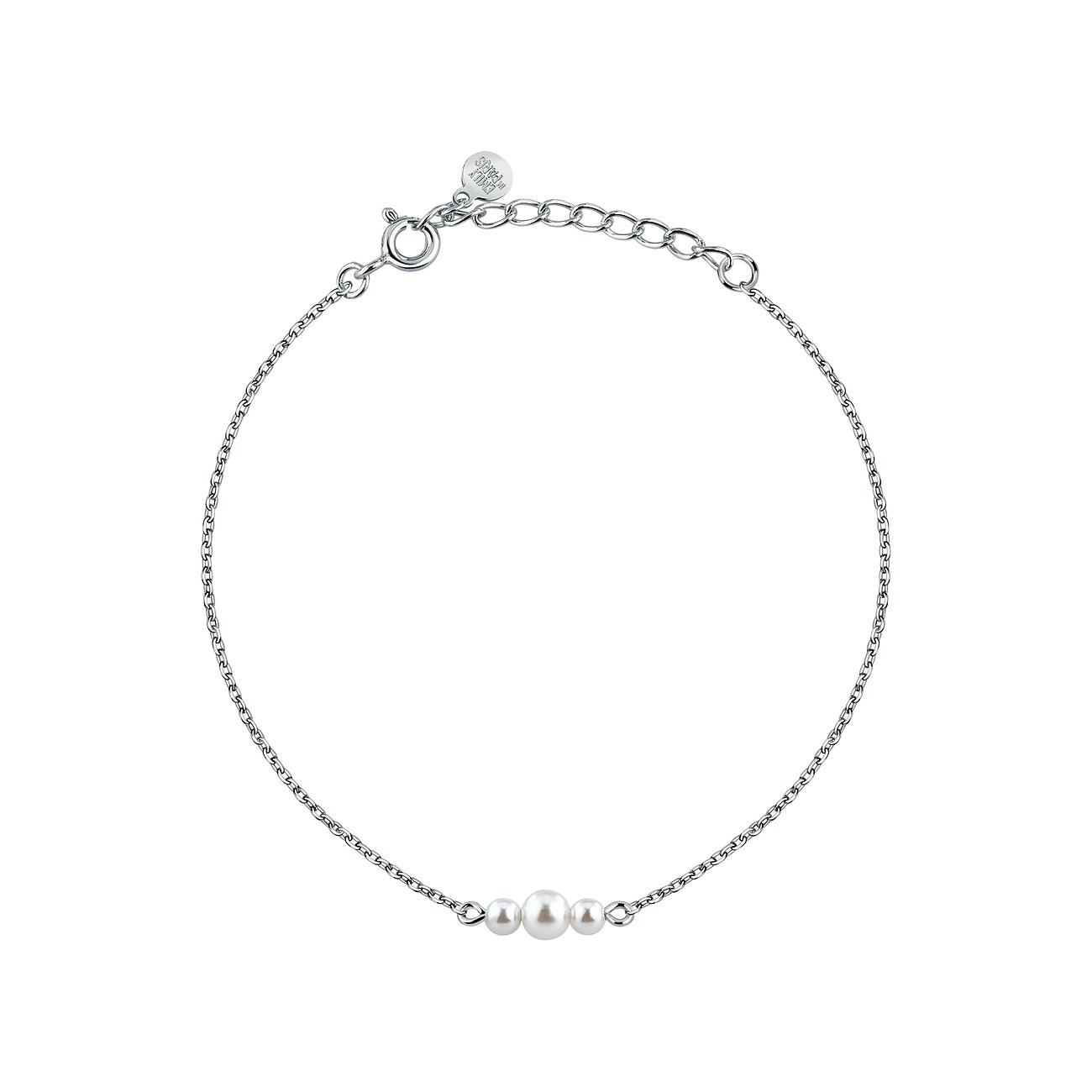 La Petite Story rhodiniertes Armband aus 925er Silber mit einer Ansammlung von drei verschieden großen Perlen.
