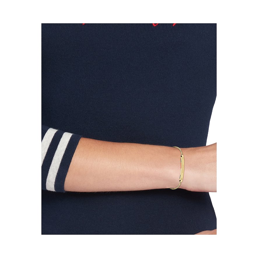 Tommy Hilfiger Armband aus Edelstahl mit Namensschild und feiner Kette.