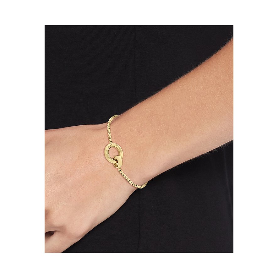 Tommy Hilfiger Armband aus Edelstahl, goldfarben, mit Ringanhänger.