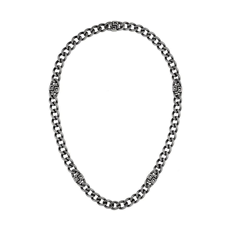 Boss Halsschmuck aus Edelstahl mit Gliederkette und Logo-Elementen.