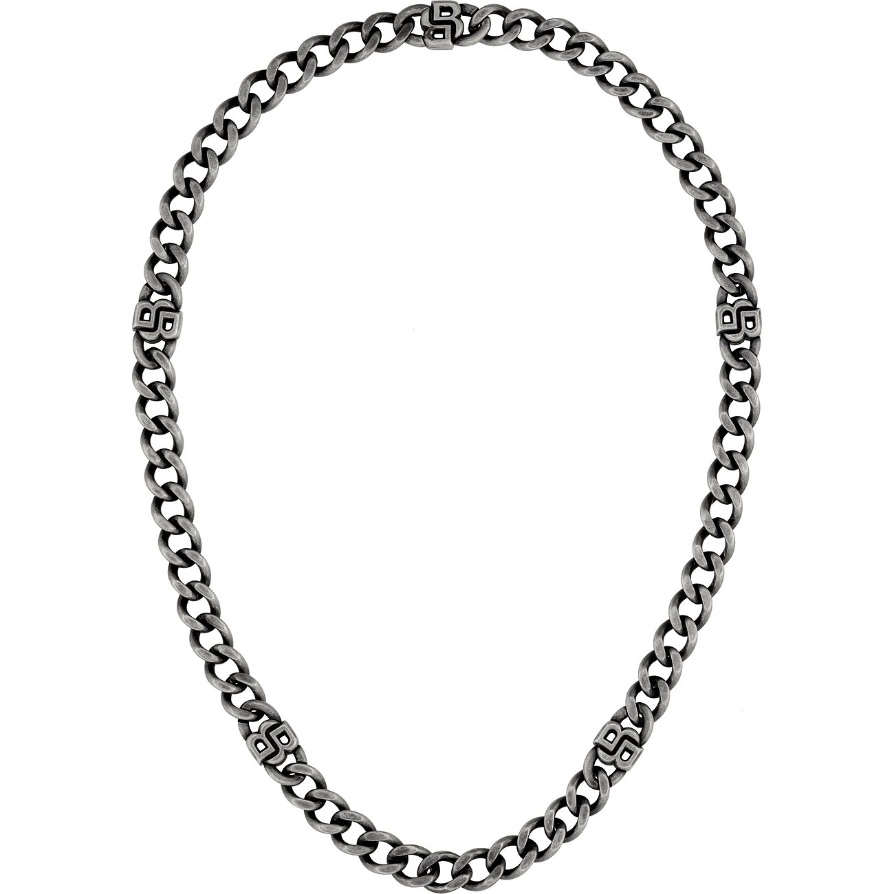 Boss Halsschmuck aus Edelstahl mit Gliederkette und Logo-Elementen.