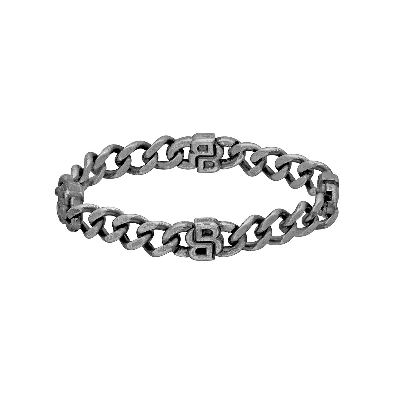 Boss Armband aus Edelstahl mit Gliederketten-Design und Logo-Verschluss.