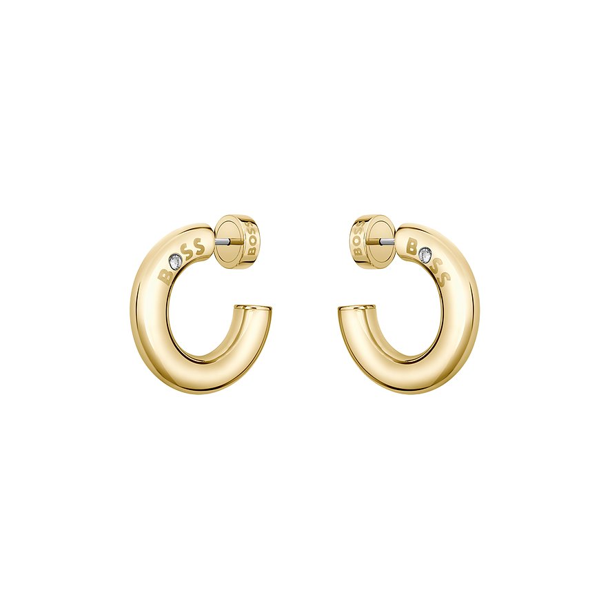 Boss Creolen LIVE, Zirkonia, Damen, Edelstahl, gold