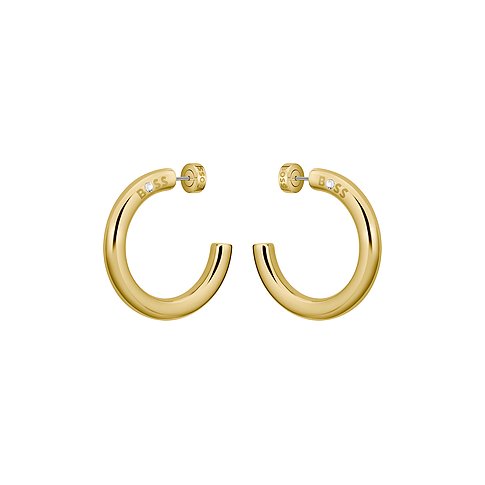 Boss oorbellen van roestvrij staal met zirkonia.