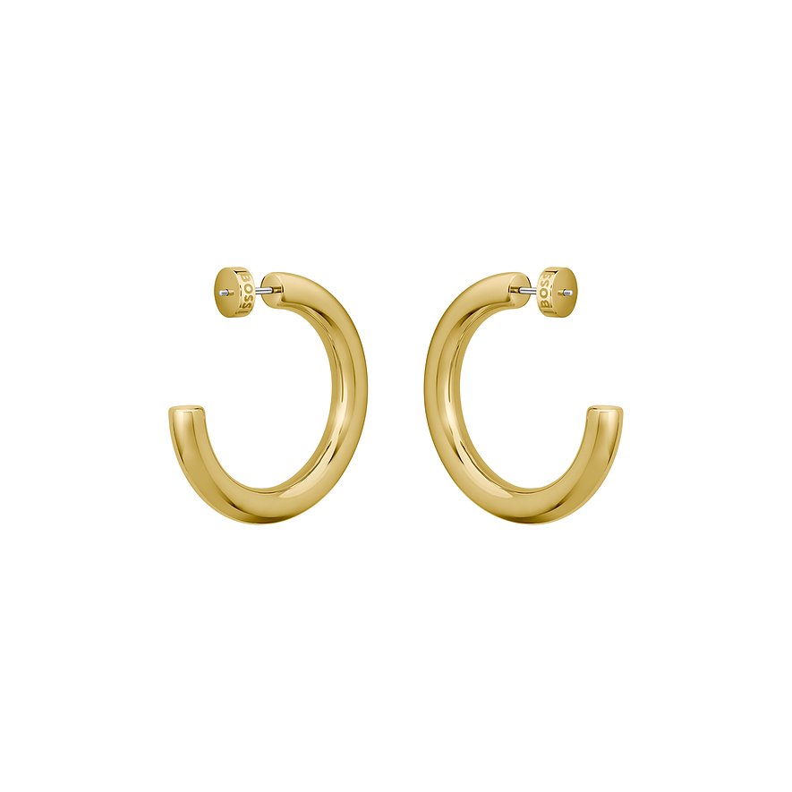 Boss Ohrringe aus Edelstahl, goldfarben, mit Zirkonia.