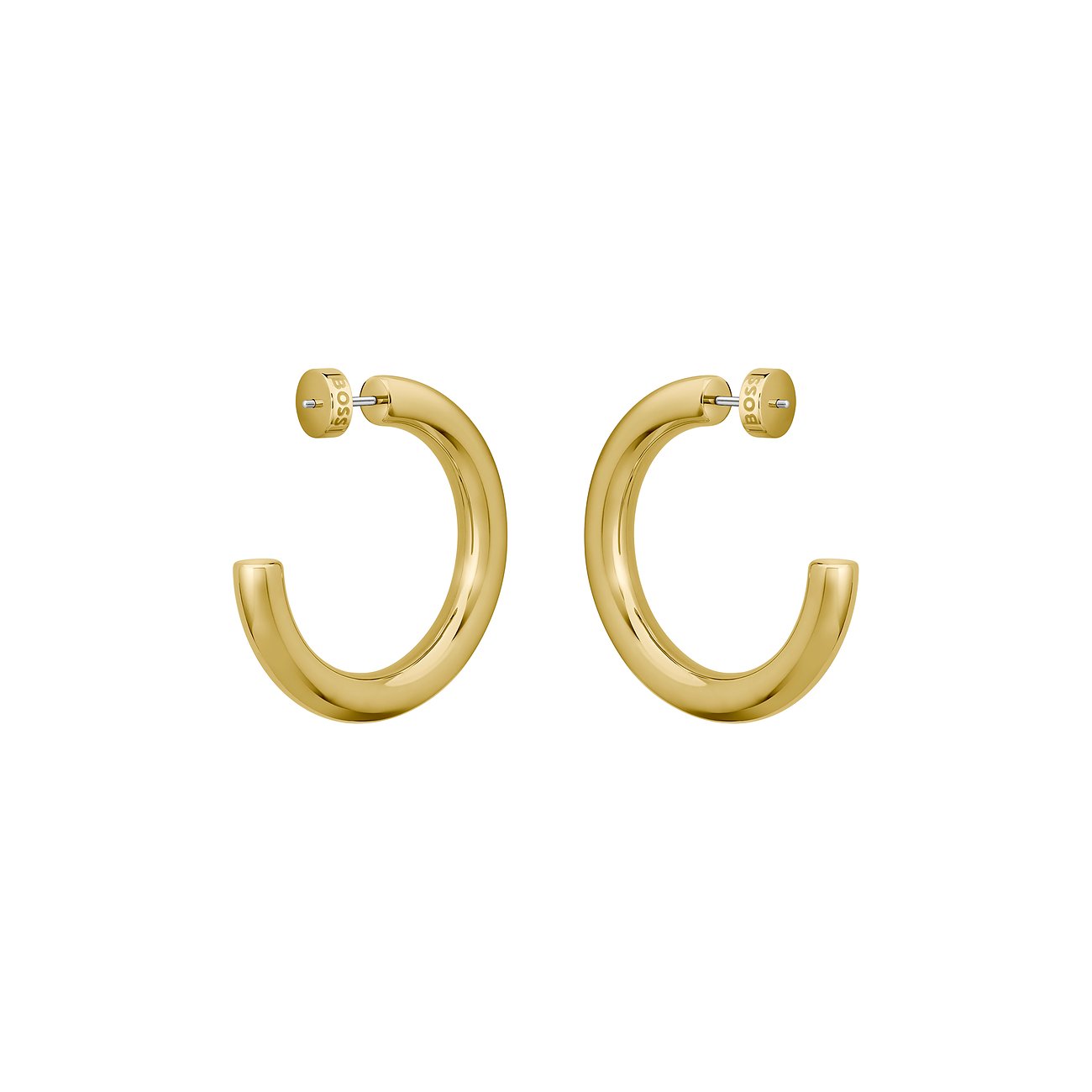 Boss Ohrringe aus Edelstahl, goldfarben, mit Zirkonia.