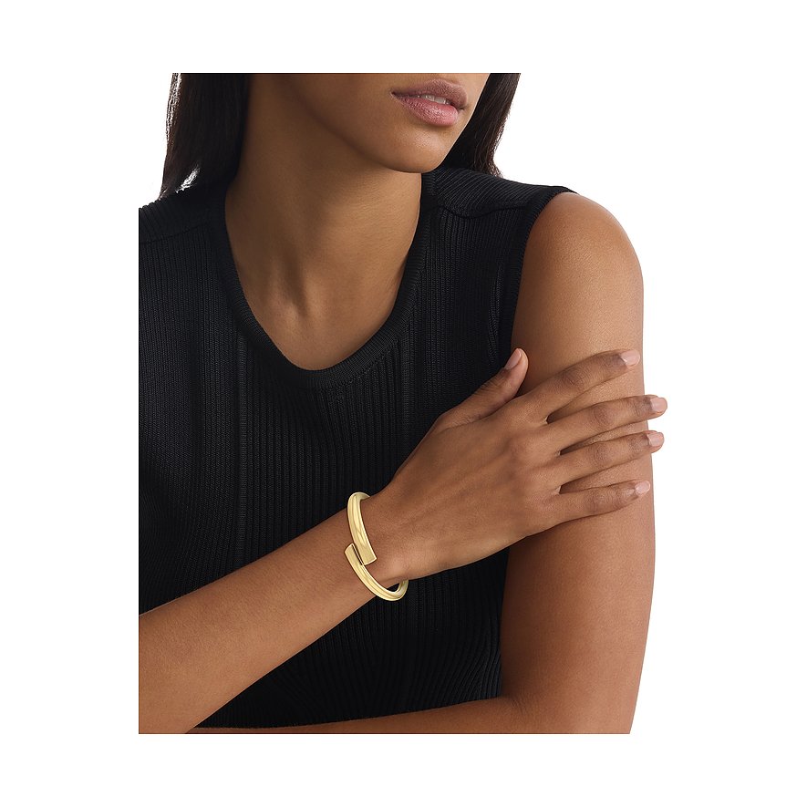 Calvin Klein Armband aus Edelstahl, goldfarben, mit offenem Design.