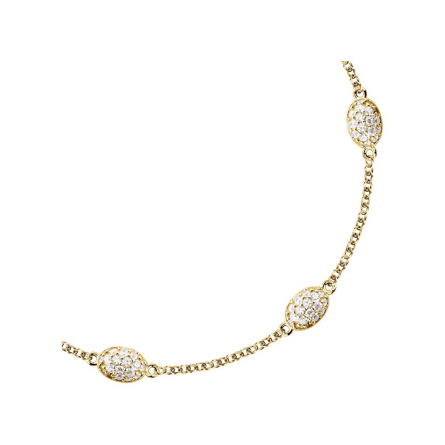 Bracelet Morellato en argent recyclé plaqué or avec trois éléments ovales en zircone.