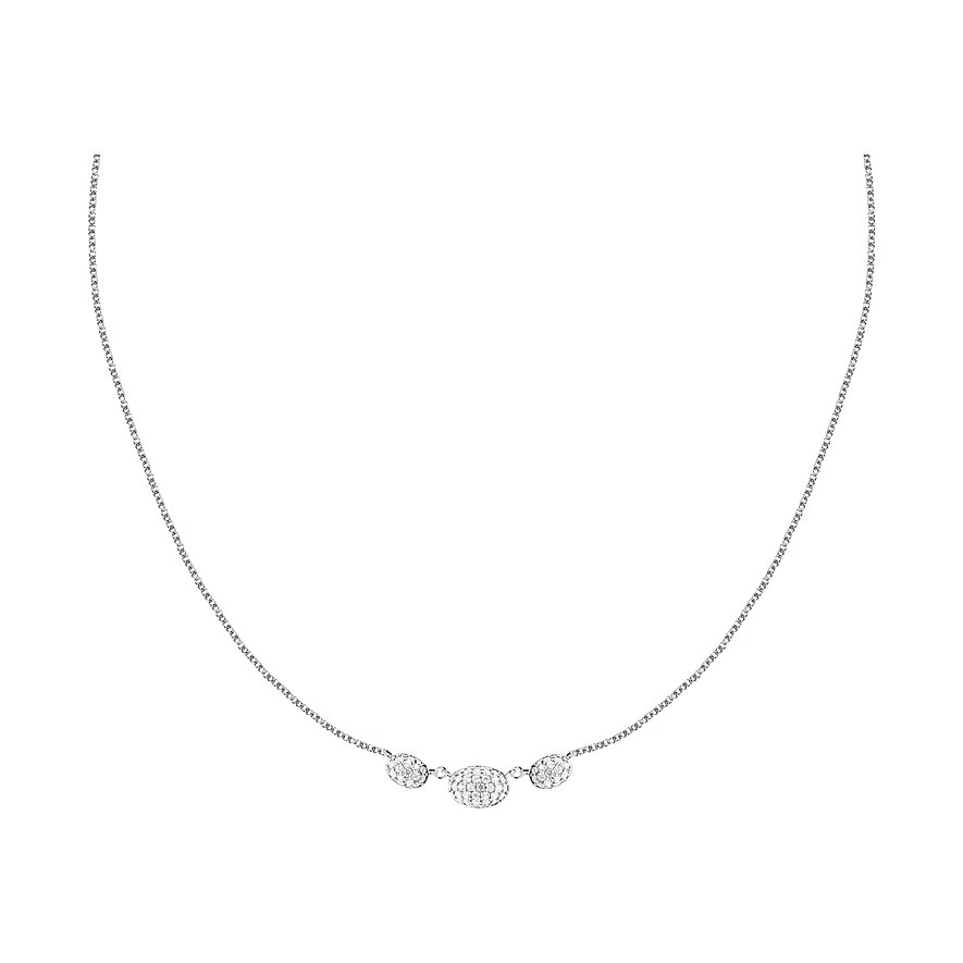 Morellato ketting van gerecycled 925 zilver met in totaal drie ovale en ronde zirkonia-gezette elementen.