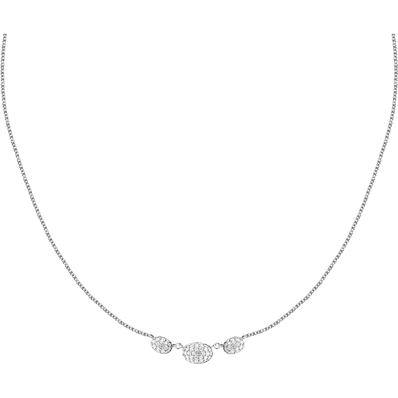 Morellato ketting van gerecycled 925 zilver met in totaal drie ovale en ronde zirkonia-gezette elementen.