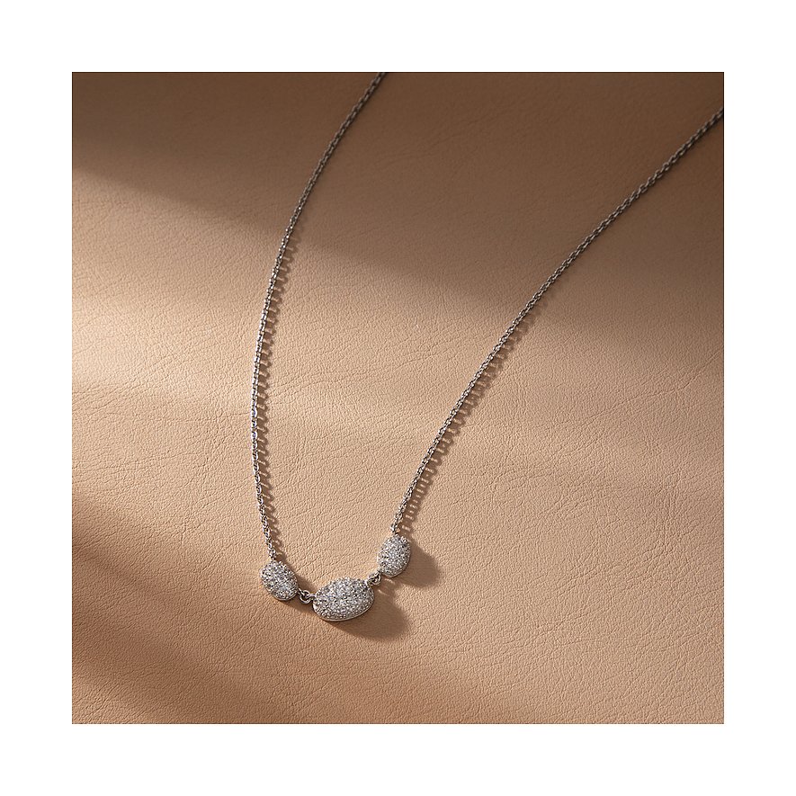 Morellato ketting van gerecycled 925 zilver met hangers, bezet met gekleurde zirkonia edelstenen.
