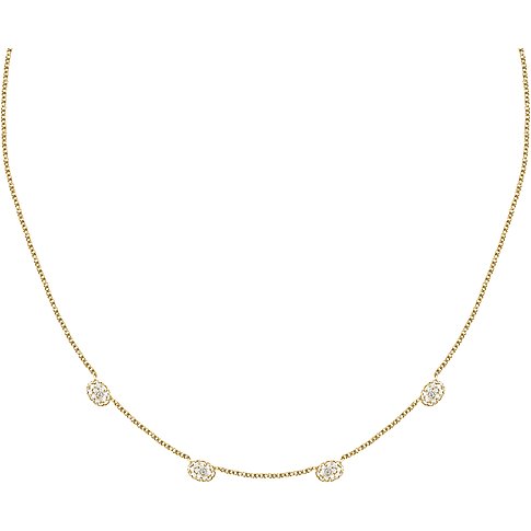 Morellato Halskette aus recyceltem Silber mit kleinen Zirkonia-besetzten Kreisen, mittig platziert für einen sanften Glanz.