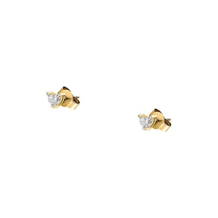 Live Diamond Ohrstecker aus recyceltem Gelbgold, besetzt mit herzförmigen Diamanten in einer Zargenfassung.