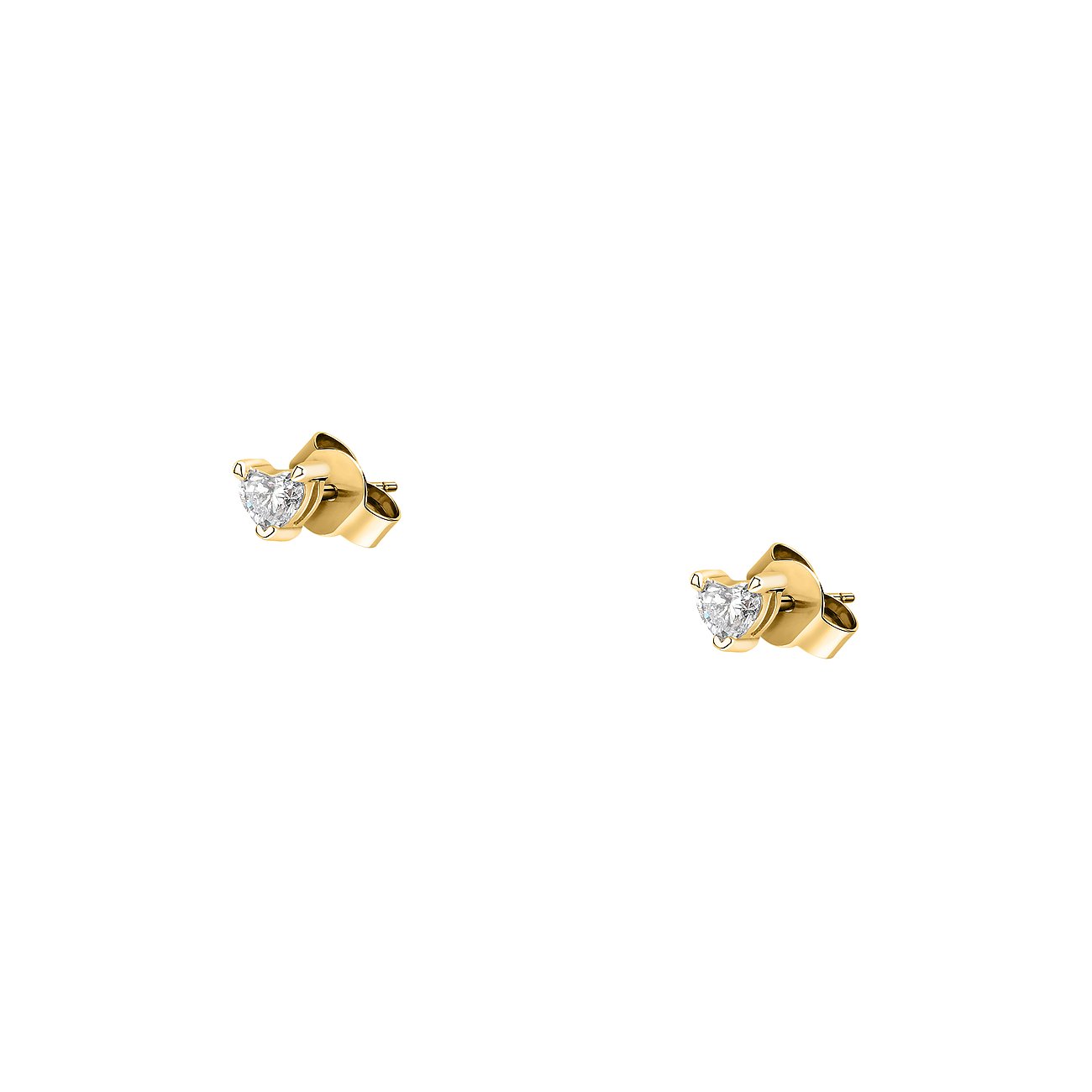 Live Diamond Ohrstecker aus recyceltem Gelbgold, besetzt mit herzförmigen Diamanten in einer Zargenfassung.