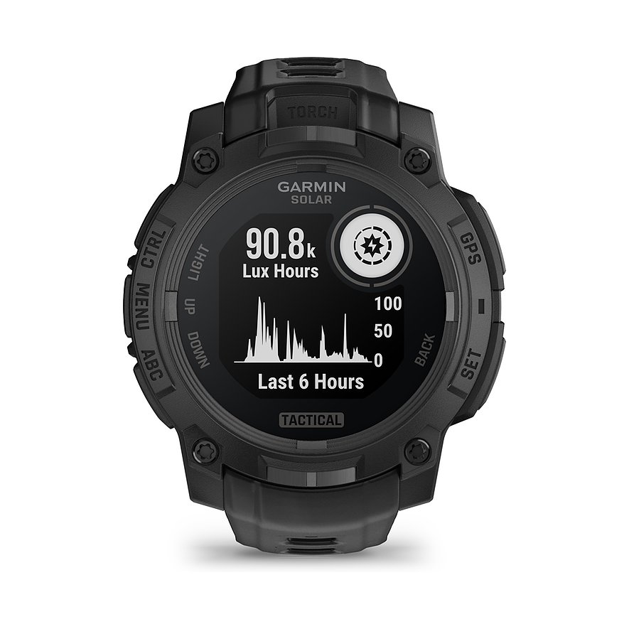 Garmin Smartwatch mit Kunststoffgehäuse und analoger Anzeige.