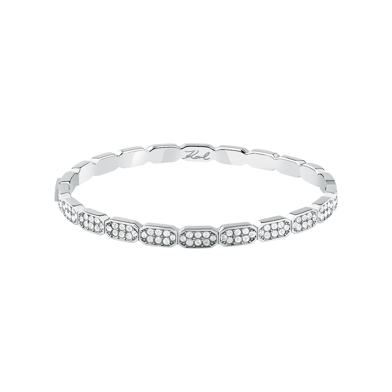 Karl Lagerfeld Armschmuck aus Edelstahl mit Facetten und Kristallen, teils mit Logo-Gravur