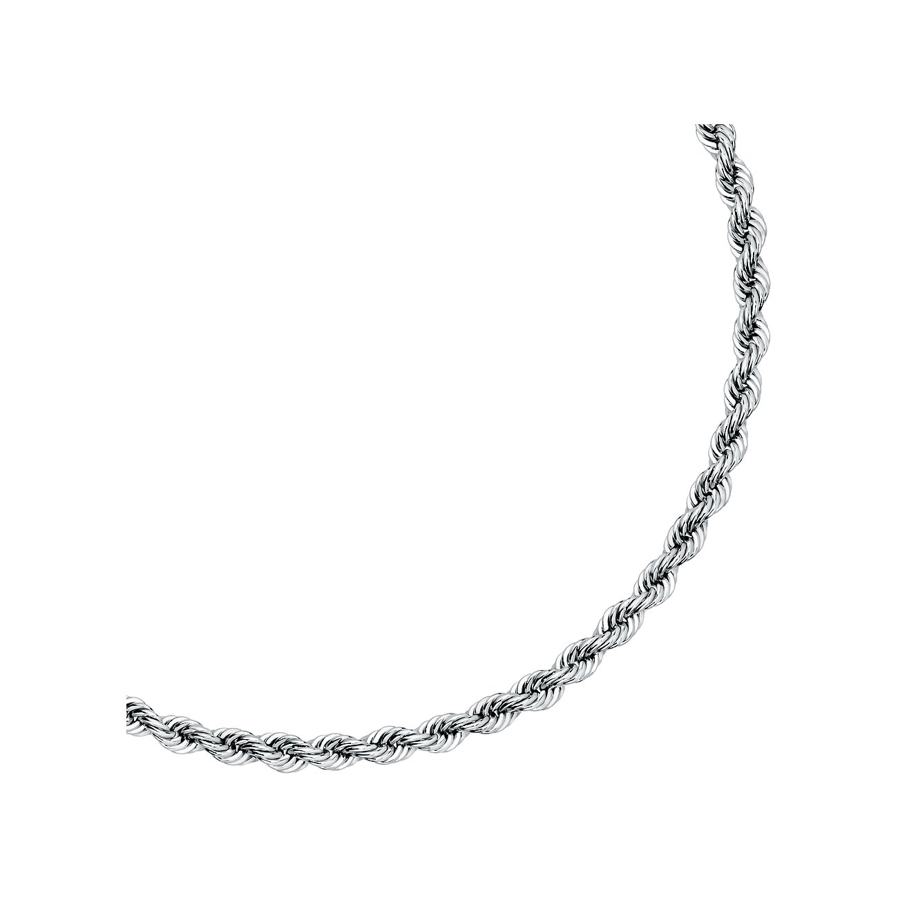 Ein geschwungenes langes Armband von CHRIST aus 585er Weißgold, ummantelt mit feinen Details, auf einem weißen Hintergrund.