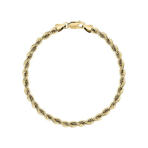 CHRIST 585 geelgouden armband met gedraaid kettingdesign, gepresenteerd op een witte achtergrond.