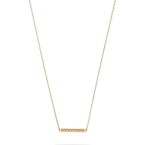 CHRIST Halsschmuck aus 375er Gelbgold mit kleiner Kugelkette, die eine Reihe kleiner Gelbgoldkügelchen in der Mitte bildet.