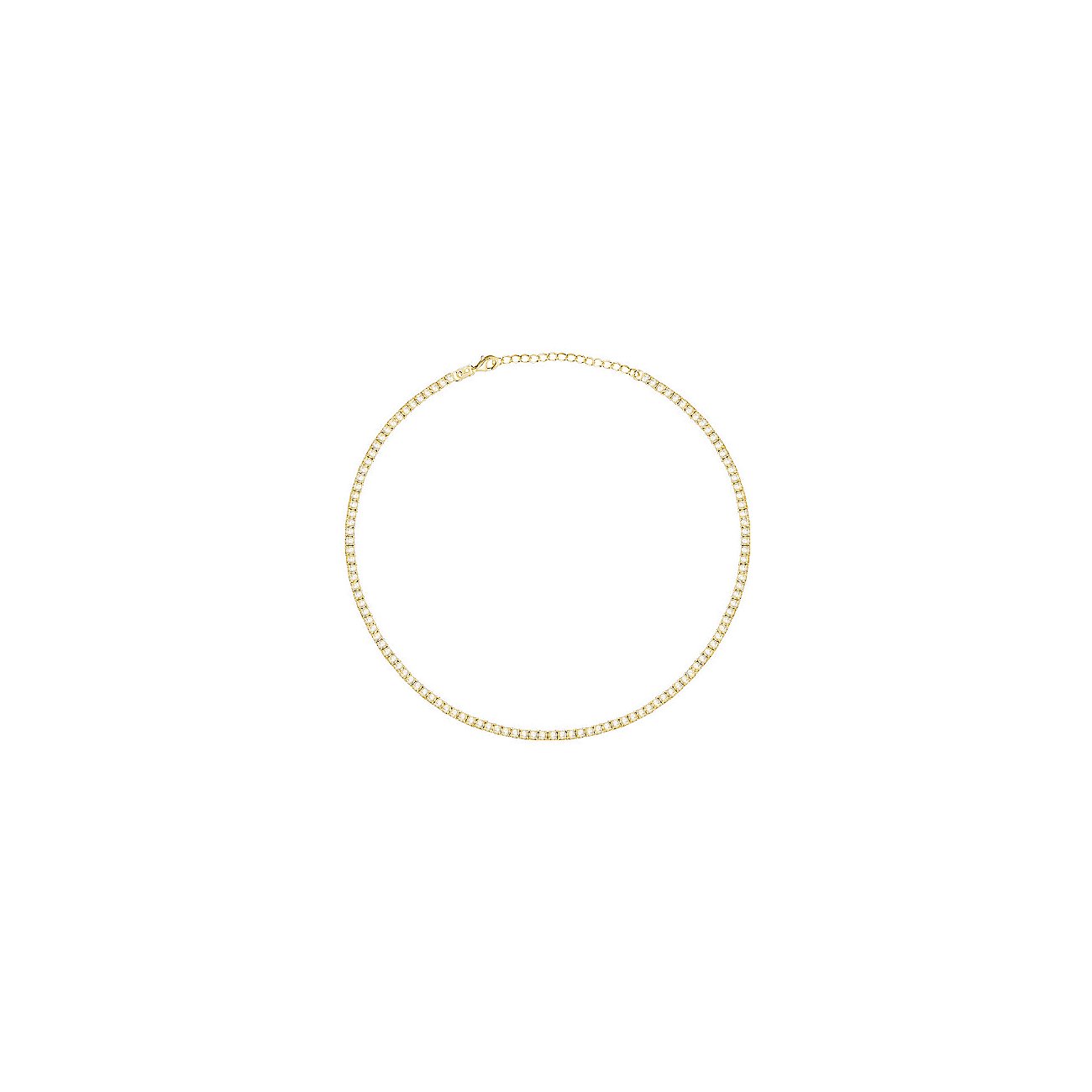 CHRIST halsketting van gerecycled 925 zilver met zirkonia steen in goudkleur op witte achtergrond.