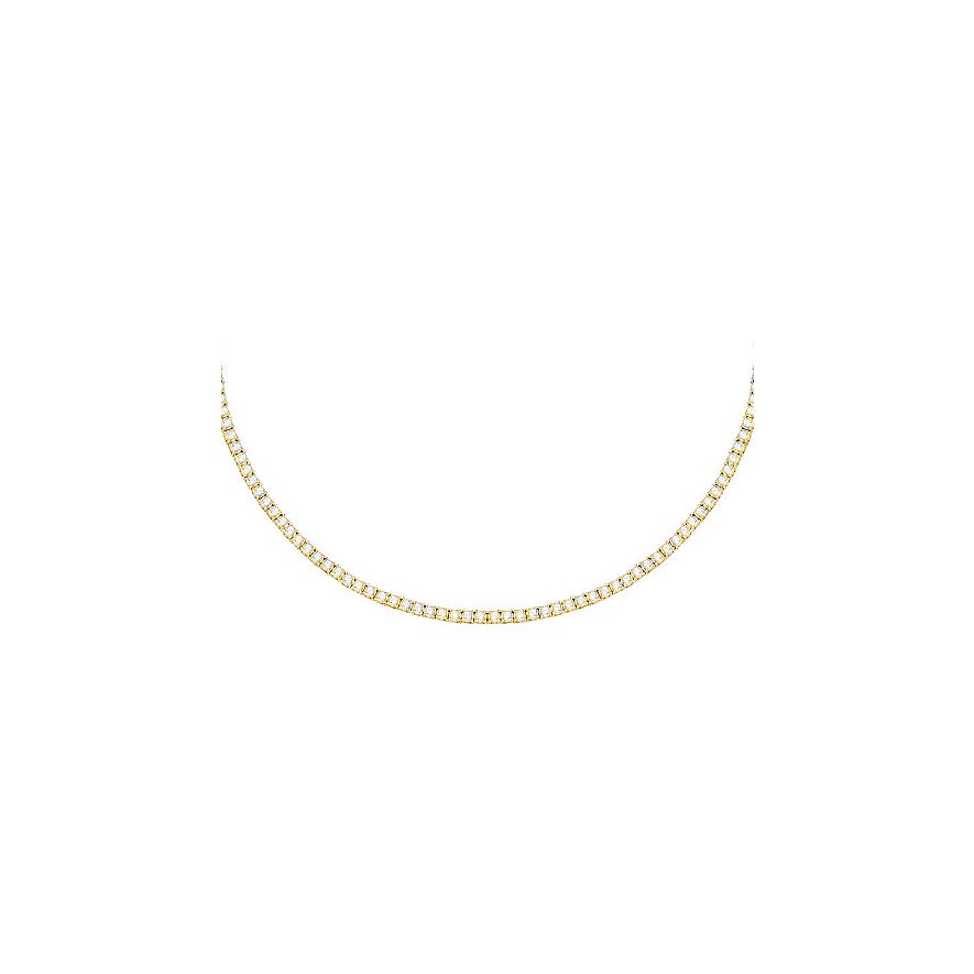Gebogen goudkleurige pantserketting van CHRIST in gerecycled zilver met schakels en vele kleine zirkonia steentjes.