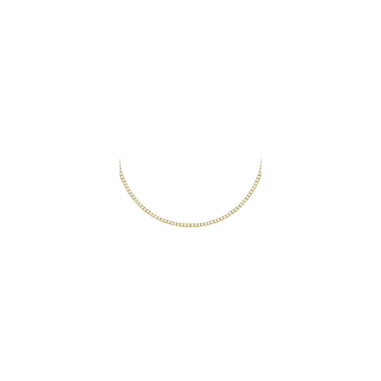 Gebogen goudkleurige pantserketting van CHRIST in gerecycled zilver met schakels en vele kleine zirkonia steentjes.