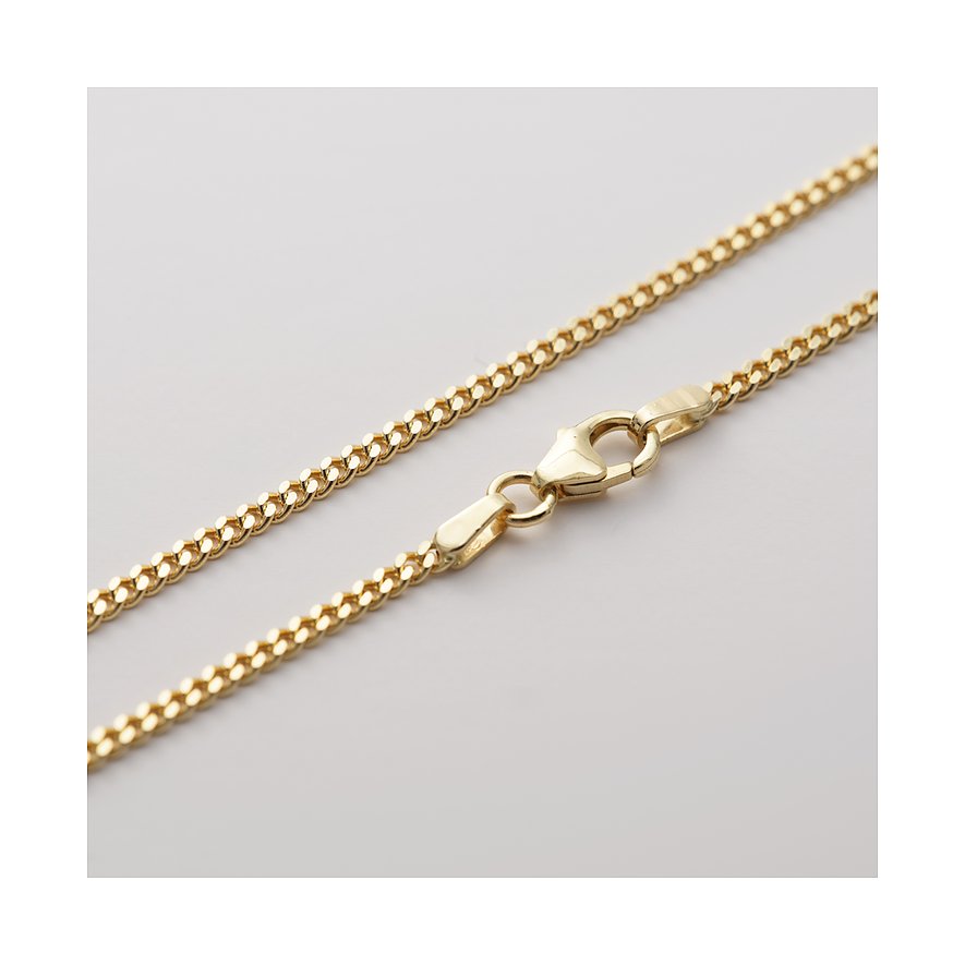 CHRIST 375 Gelbgold Armschmuck mit Karabinerverschluss, schräg liegend dargestellt.