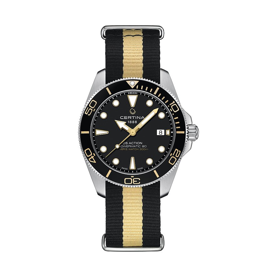 Certina Taucheruhr DS Action Diver 40.5mm C0484071805101, Herren, Edelstahl, Armband: Kunststoff, recycelt, Automatik, analog