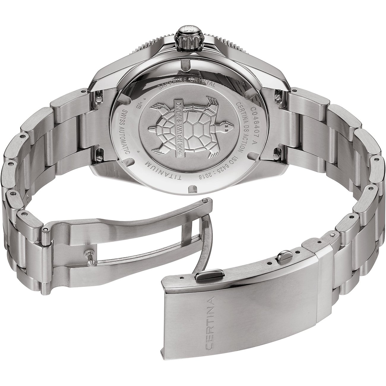 Certina Herrenuhr aus Titan mit Dornschließe und Automatikwerk.