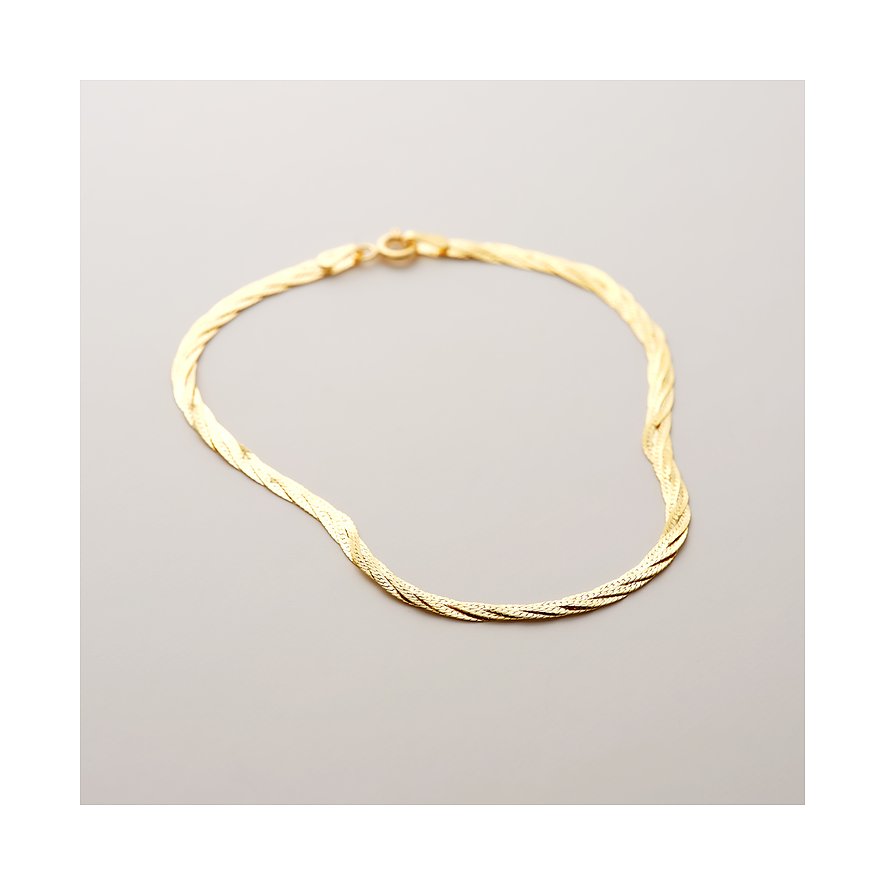 CHRIST Armband aus gedrehtem 585 Gelbgold im Draufsicht. Das Goldarmband liegt leicht gewellt.