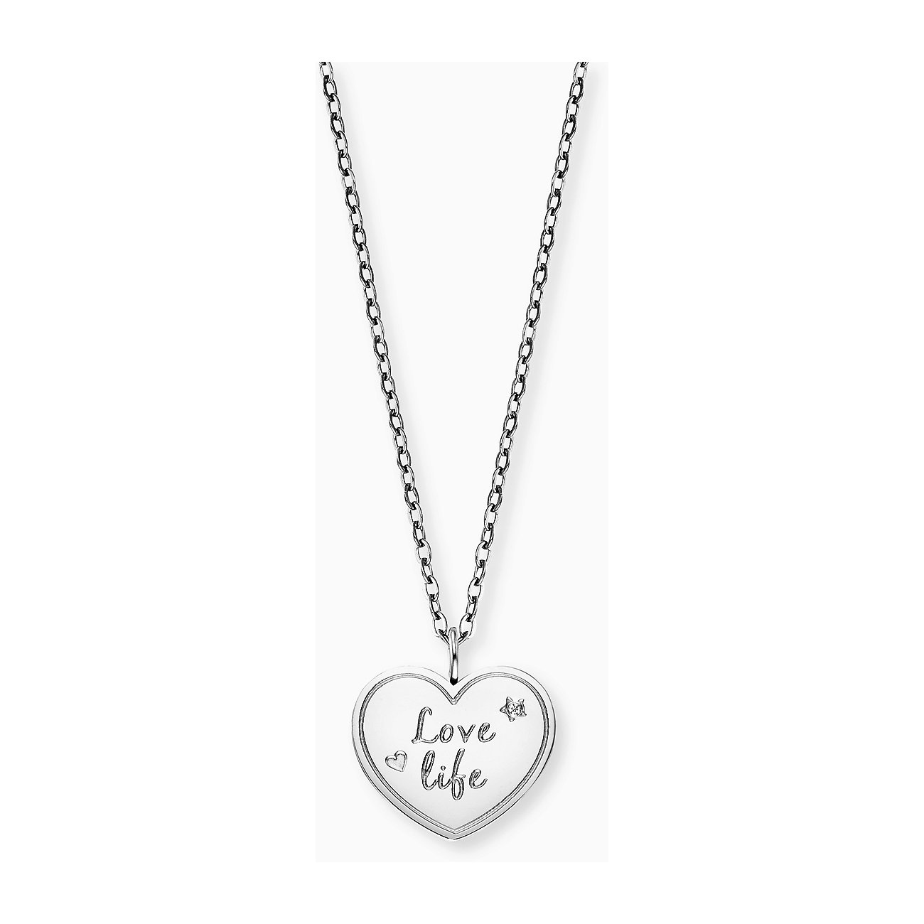 Collier Engelsrufer en acier inoxydable avec zircone et pendentif en forme de cœur.