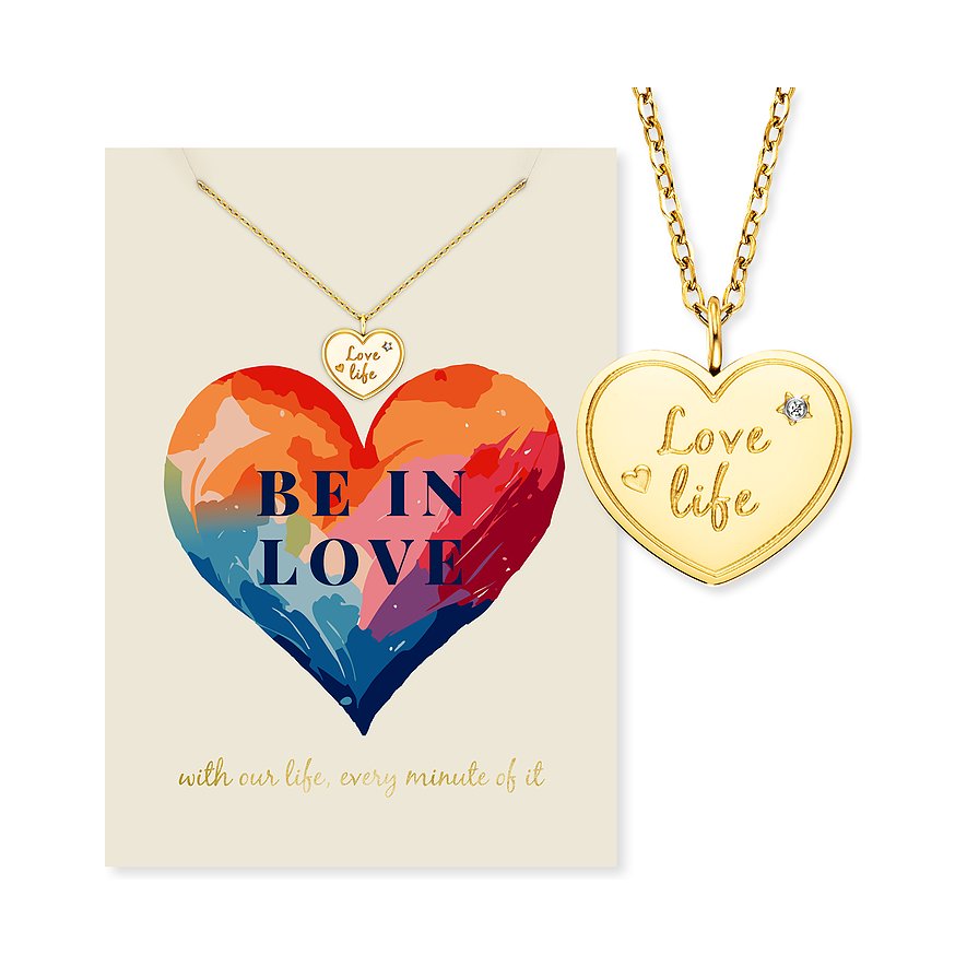 Collier Engelsrufer en acier inoxydable avec zircone, pendentif cœur.